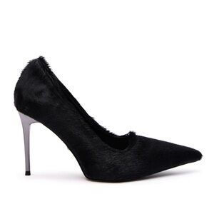 Elegant Black fur Stiletto Heels Rosee